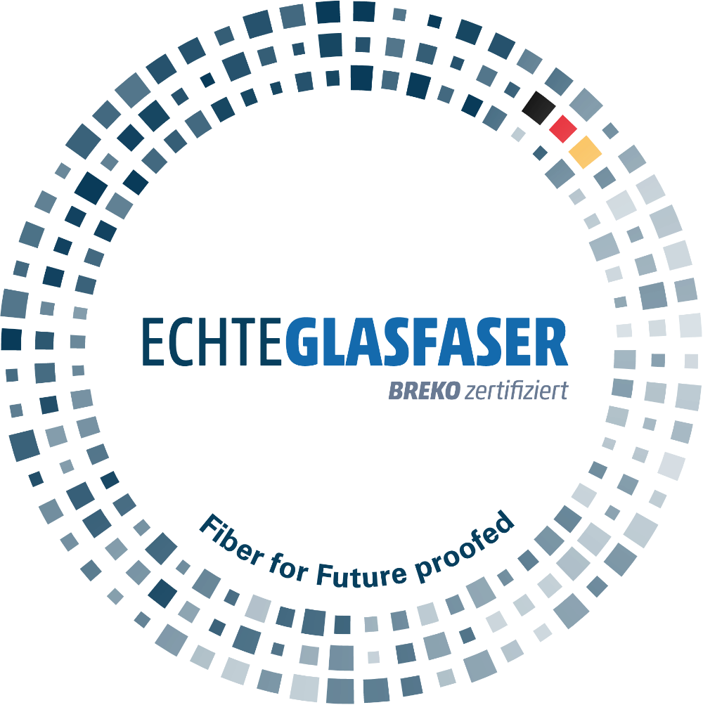 Siegel für die Auszeichnung "Echte Glasfaser" des BREKO Verbands