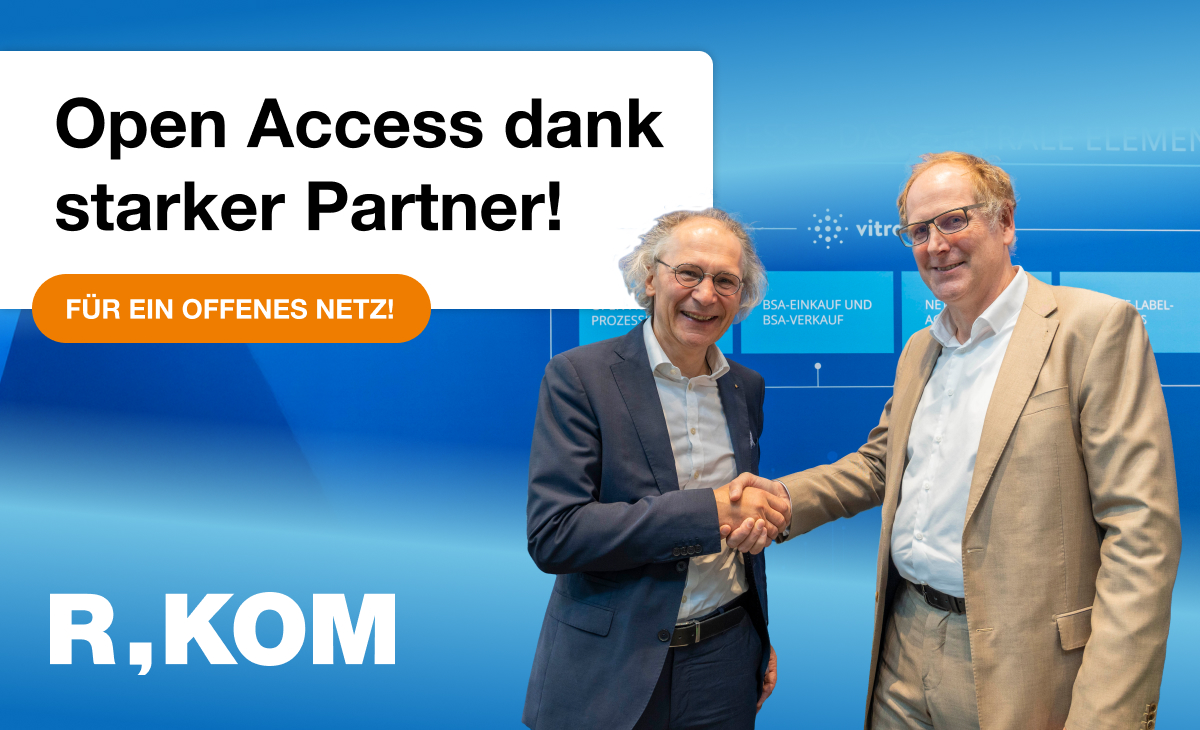 Symbolbild zur Partnerschaft von R-KOM und vitroconnect mit Fokus auf Glasfaseranschluss und Digitalisierung.
