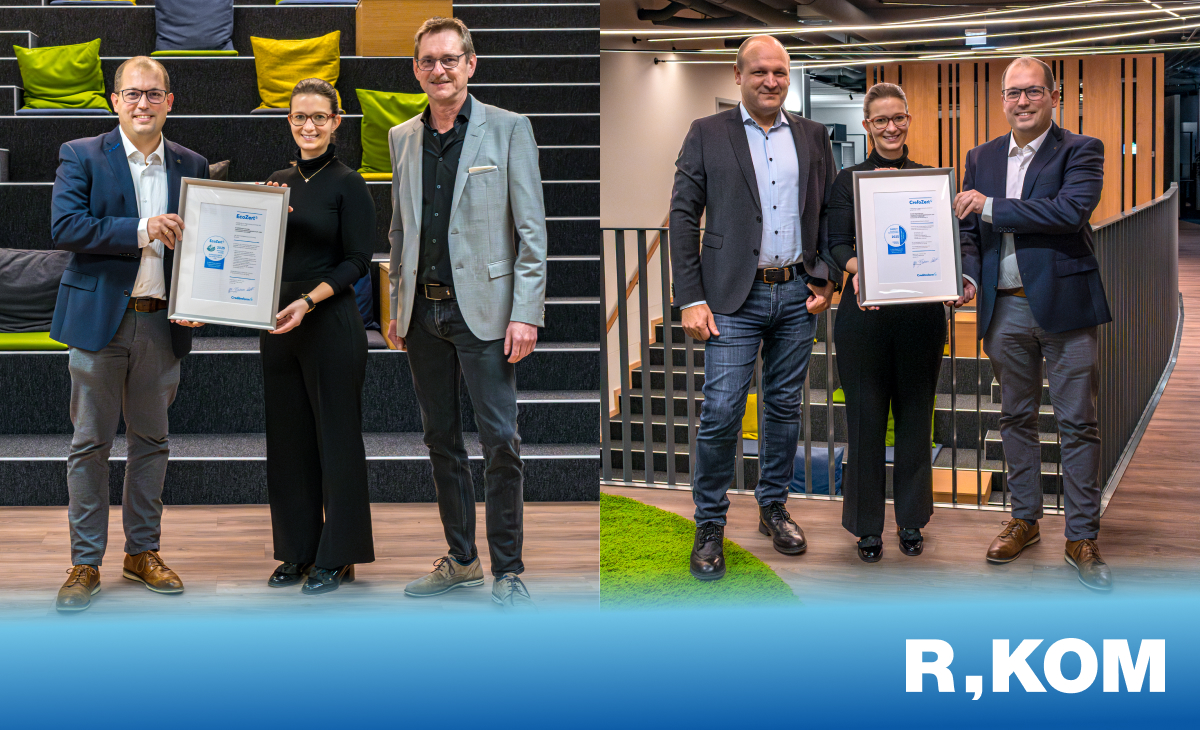 Übergabe des EcoZert und CrefoZert an die R-KOM durch Creditreform Regensburg Aumüller.