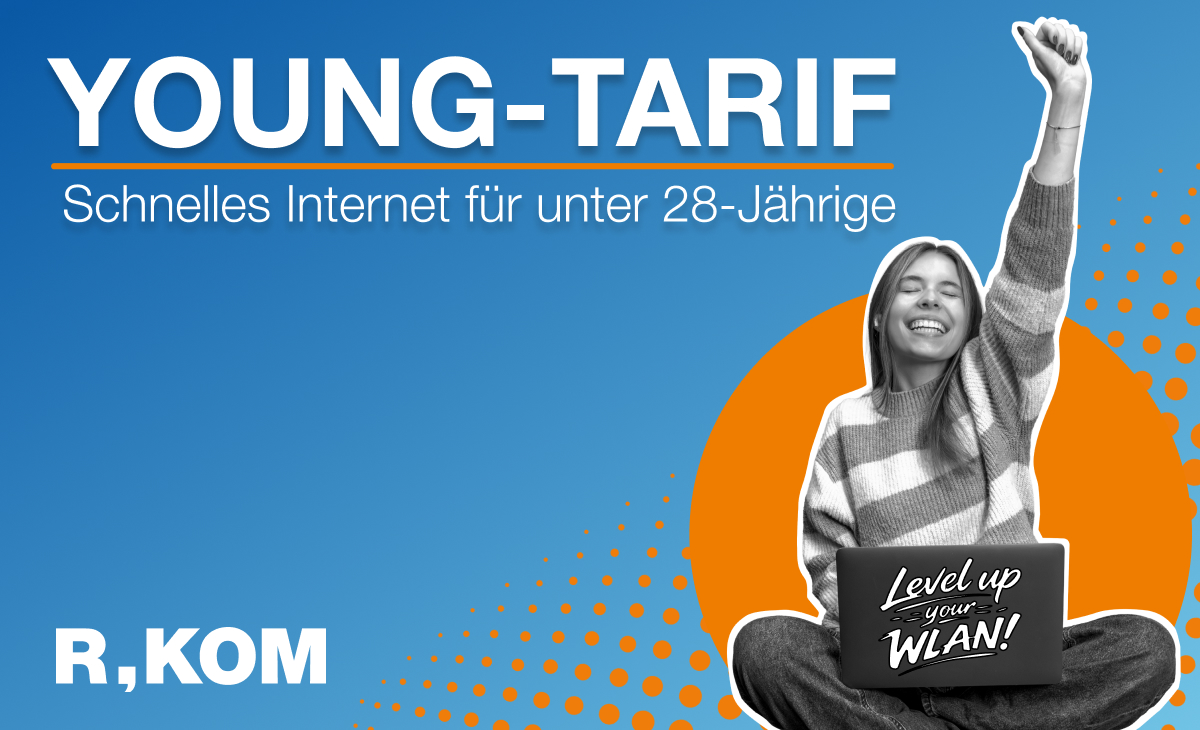 Junge Menschen nutzen schnelles Internet zu Hause – ideal für Streaming, Gaming und Arbeiten mit dem Young-Tarif der R-KOM.