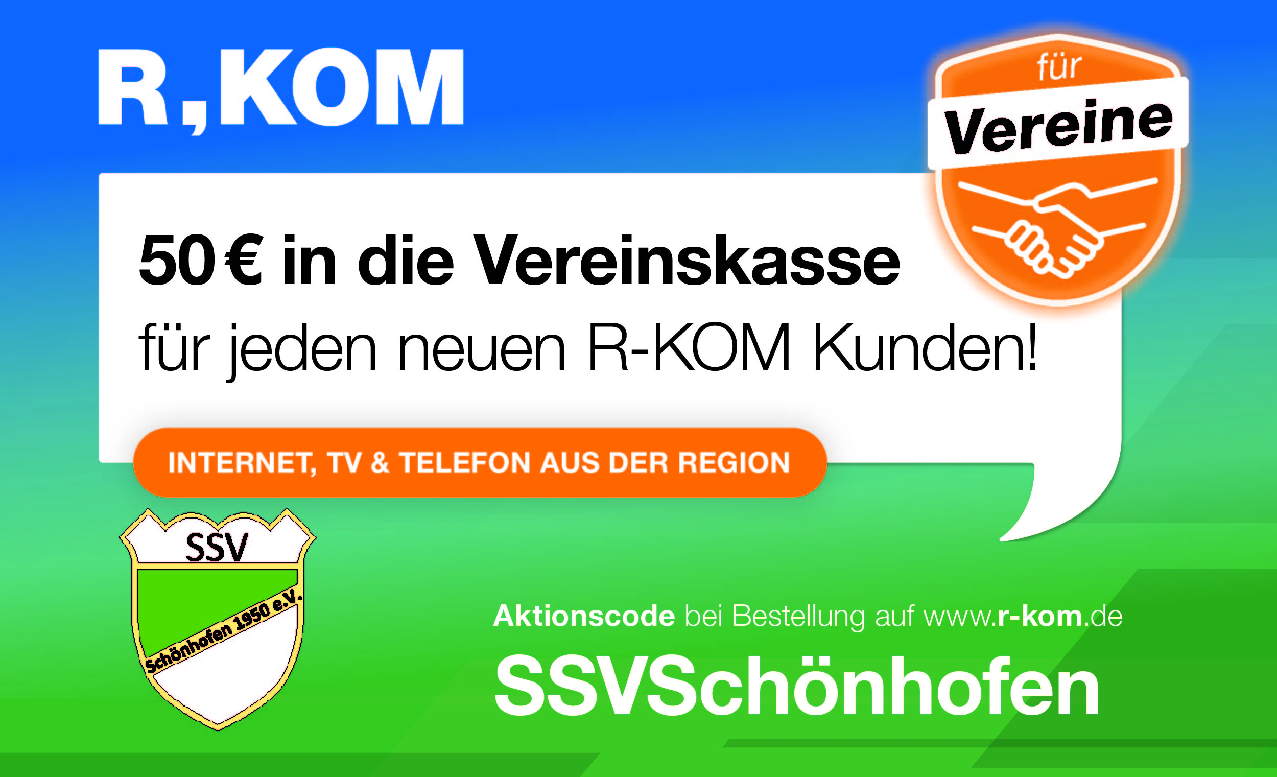 Neu im Spiel – der SSV Schönhofen wird R-KOM Partner