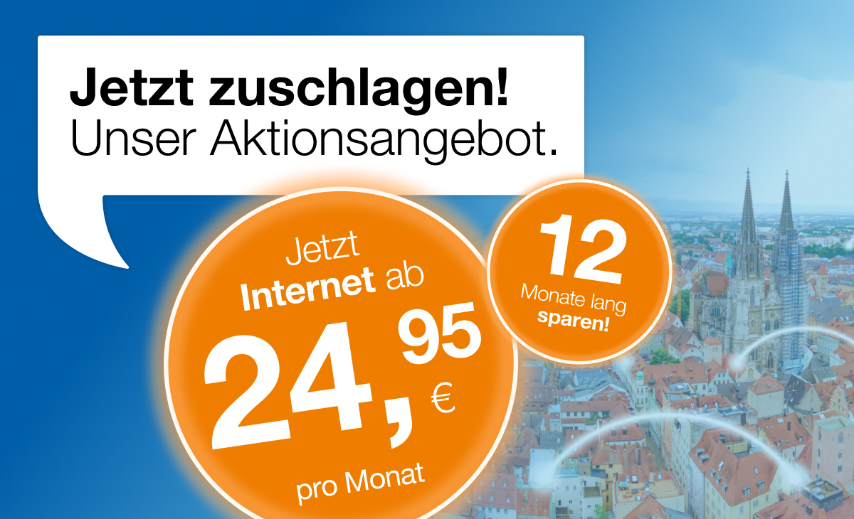 Highspeed-Internet ab 24,95 € pro Monat in den ersten 12 Monaten, inklusive IPTV-Bonus und Tarife bis 2000 Mbit/s.