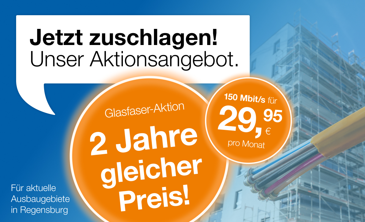 Highspeed-Internet ab 29,95 € pro Monat für 2 Jahre, inklusive IPTV-Bonus und Tarife bis 2000 Mbit/s.