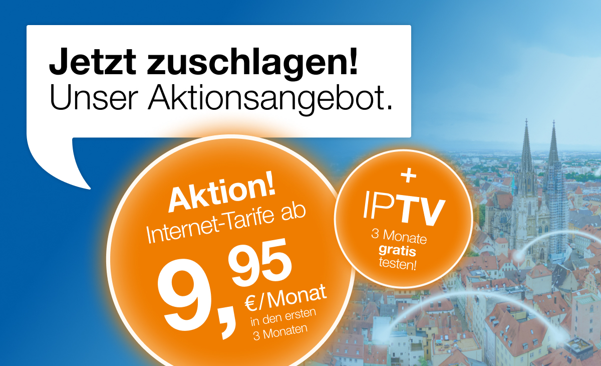 Aktionsangebot für Internettarife und gratis IPTV für 3 Monate