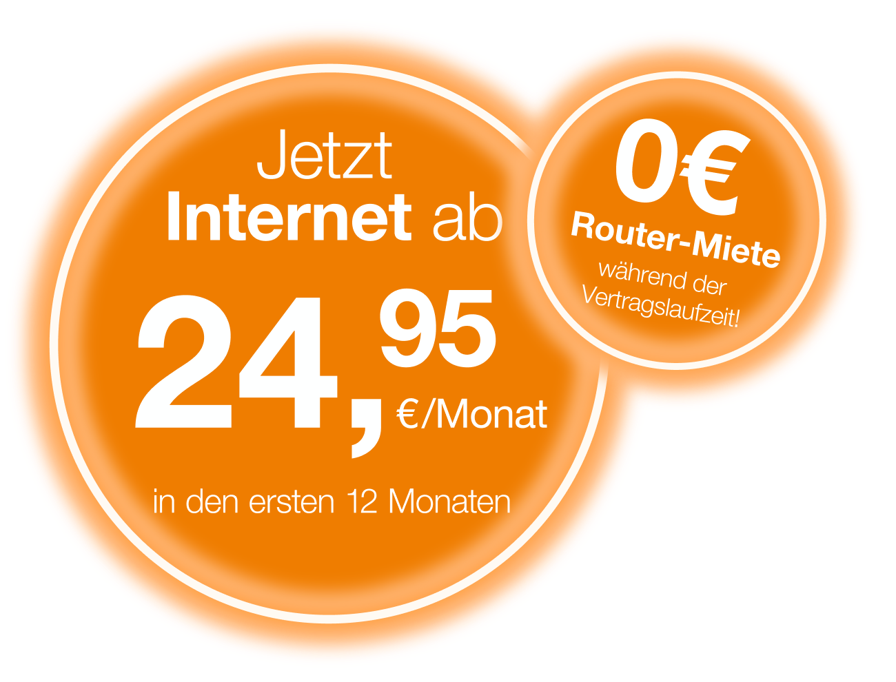 Aktionshinweis, das bedeutet Internet bereits ab 24,95 € pro Monat in den ersten 12 Monaten plus IPTV 3 Monate gratis